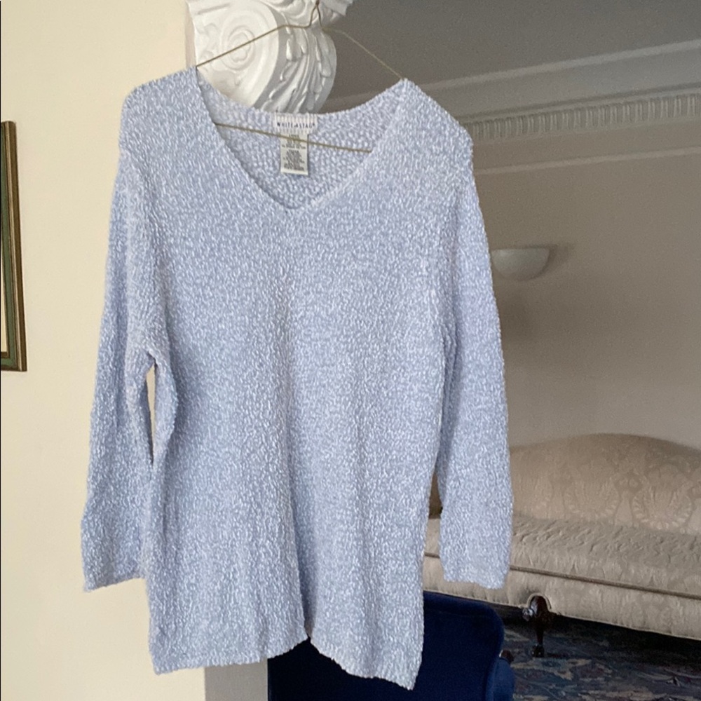 White Stag Light Blue VNeck 64% Cotton 16% Nylon Sweater Cute with Jeans 14-16 L